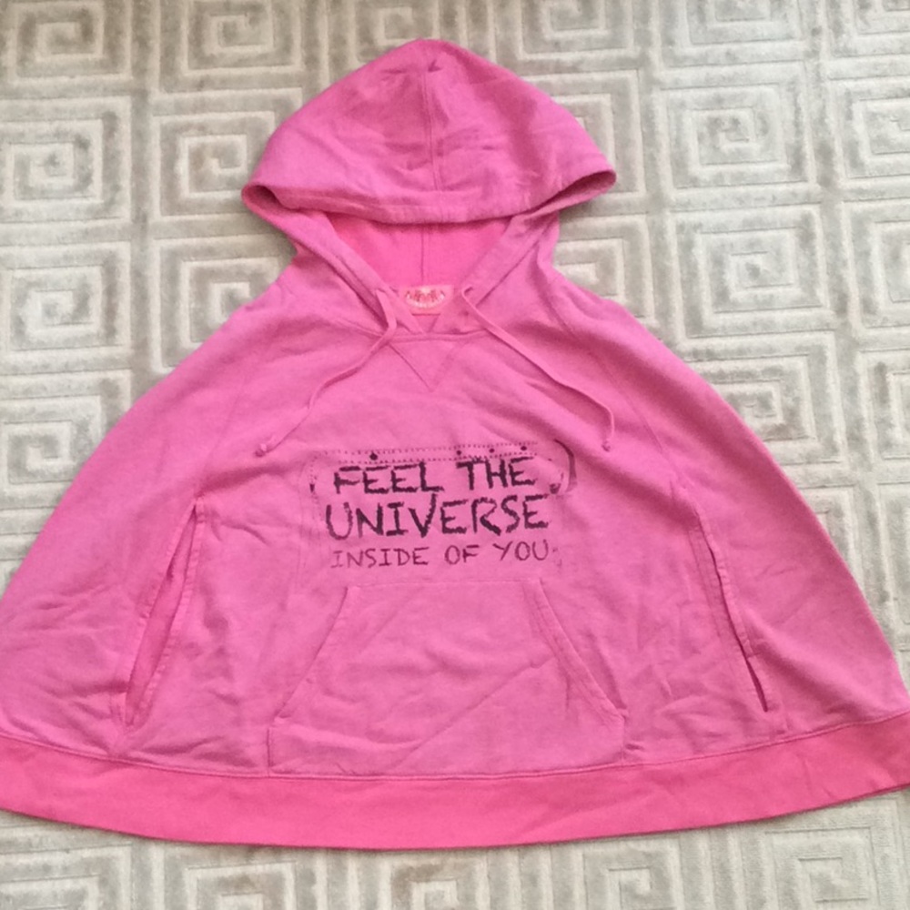 Hand Printed Recycled Hoodie Cape O/S